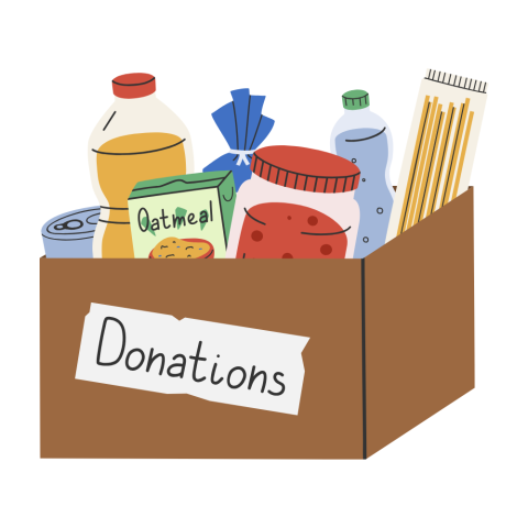 donations box with food in