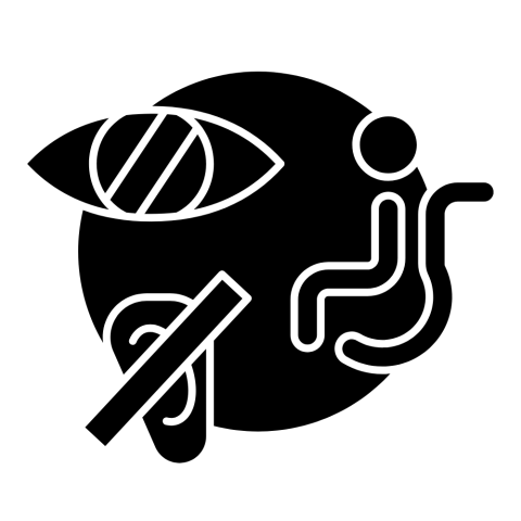 black graphic showing wheelchair, blindness and deafness