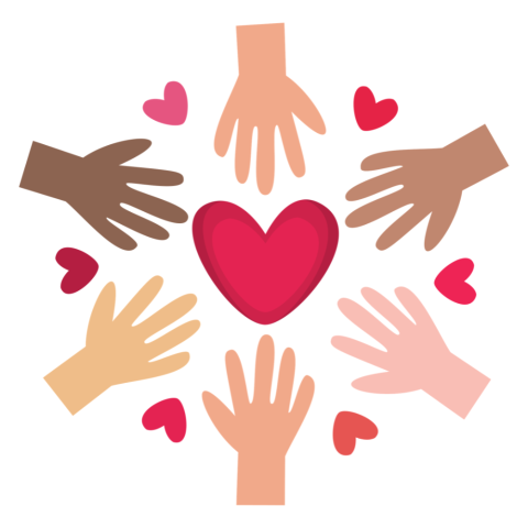 hands reaching in towards a heart
