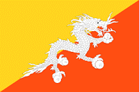 Bhutan flag - yellow and orange split colour with a dragon in the middle