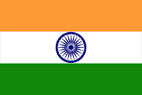 Indian flag - orange, white and green horizontal stripes with a blue emblem in the middle