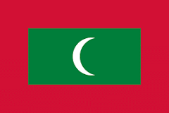 Maldives flag - red outline with green rectangle and crescent moon shape in middle