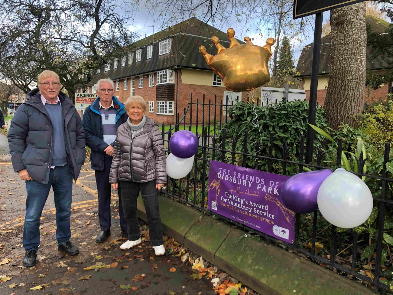 Friends of Didsbury Park members celebrating their Kinds Awards for Voluntary Service