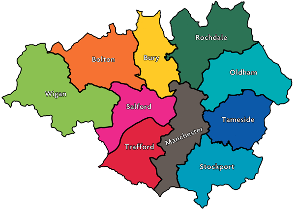 Map of the Greater Manchester boroughs